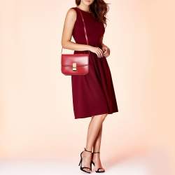 Pre Owned حقيبة كتف سيلين كلاسيك بوكس جلد أحمر متوسطة