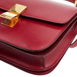 Pre Owned حقيبة كتف سيلين كلاسيك بوكس جلد أحمر متوسطة