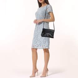 Pre Owned Celine Black Leather Large Trio Crossbody Bag  