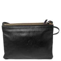 Pre Owned Celine Black Leather Large Trio Crossbody Bag  
