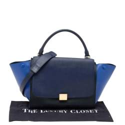 Pre Owned Celine Tri Color Leather Medium Trapeze Top Handle Bag