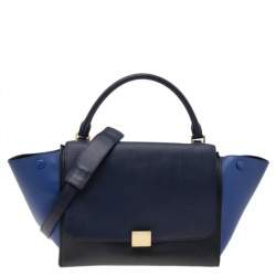 Pre Owned Celine Tri Color Leather Medium Trapeze Top Handle Bag