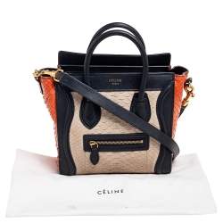 Pre Owned حقيبة يد توتس سيلين نانو لاغيدج جلد وجلد ثعبان ثلاثية اللون