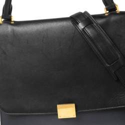 Pre Owned Celine Tricolor Leather and Canvas Medium Trapeze Top Handle Bag