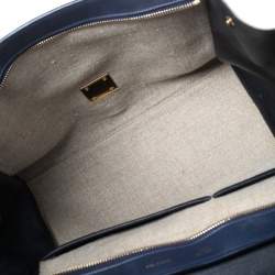 Pre Owned Celine Tricolor Leather and Canvas Medium Trapeze Top Handle Bag