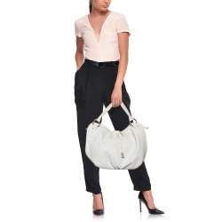 Pre Owned Celine White Leather Large Bittersweet Hobo