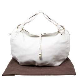 Pre Owned Celine White Leather Large Bittersweet Hobo