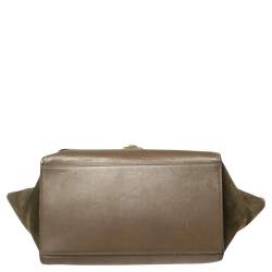 Pre Owned Celine Tri Color Leather and Suede Medium Trapeze Top Handle Bag