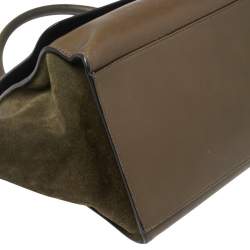 Pre Owned Celine Tri Color Leather and Suede Medium Trapeze Top Handle Bag