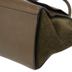 Pre Owned Celine Tri Color Leather and Suede Medium Trapeze Top Handle Bag