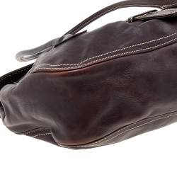 Pre Owned Celine Brown Leather Vintage Buckle Satchel