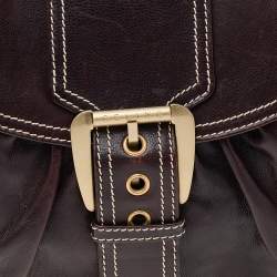 Pre Owned Celine Brown Leather Vintage Buckle Satchel