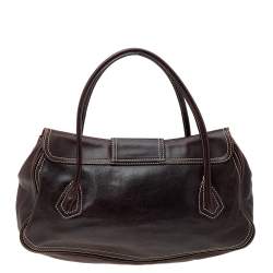 Pre Owned Celine Brown Leather Vintage Buckle Satchel