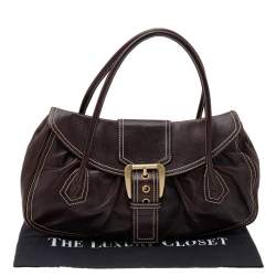 Pre Owned Celine Brown Leather Vintage Buckle Satchel