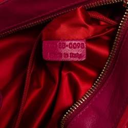 Pre Owned Celine Red/Fuchsia Pleated Leather Clutch