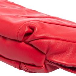 Pre Owned Celine Red/Fuchsia Pleated Leather Clutch