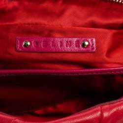 Pre Owned Celine Red/Fuchsia Pleated Leather Clutch