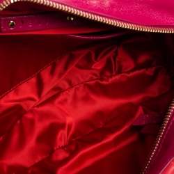 Pre Owned Celine Red/Fuchsia Pleated Leather Clutch