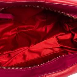 Pre Owned Celine Red/Fuchsia Pleated Leather Clutch