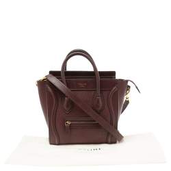 Pre Owned حقيبة يد لاغدج سيلين نانو جلد عنابي