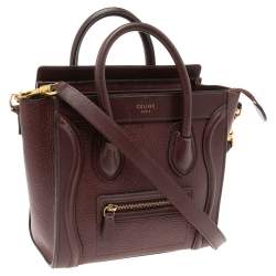 Pre Owned حقيبة يد لاغدج سيلين نانو جلد عنابي