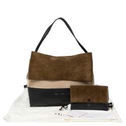 Pre Owned Celine Tricolor Leather And Suede All Soft Shoulder Bag and Pouch