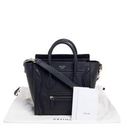 Pre Owned حقيبة يد سيلين نانو لاغيدج جلد أسود