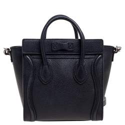 Pre Owned حقيبة يد سيلين نانو لاغيدج جلد أسود