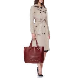 Pre Owned Celine Burgundy Leather Studded Tote