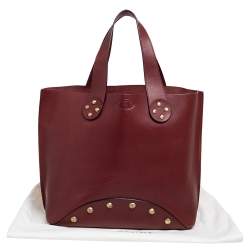 Pre Owned Celine Burgundy Leather Studded Tote