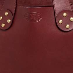 Pre Owned Celine Burgundy Leather Studded Tote