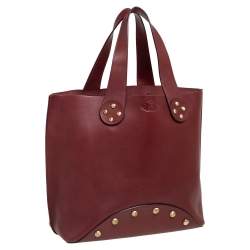 Pre Owned Celine Burgundy Leather Studded Tote