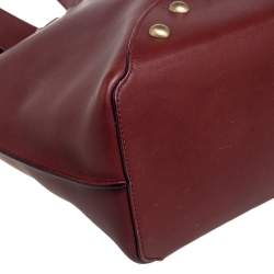 Pre Owned Celine Burgundy Leather Studded Tote