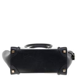 Pre Owned Celine Black/White Leather Micro Luggage Tote