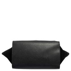 Pre Owned Celine Black Leather And Suede Medium Trapeze Bag