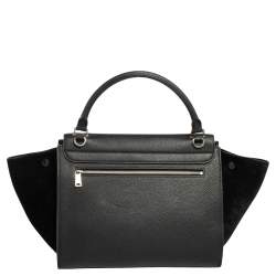 Pre Owned Celine Black Leather And Suede Medium Trapeze Bag