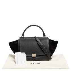 Pre Owned Celine Black Leather And Suede Medium Trapeze Bag