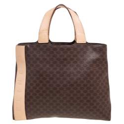 Pre Owned Celine Brown Macadam Coated Canvas and Leather Tote