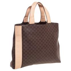 Pre Owned Celine Brown Macadam Coated Canvas and Leather Tote