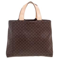 Pre Owned Celine Brown Macadam Coated Canvas and Leather Tote