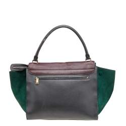 Pre Owned حقيبة بيد علوية سيلين ترابيز سويدي وجلد ثلاثي اللون كبيرة