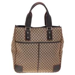 Pre Owned Celine Brown Macadam Canvas and Leather Tote
