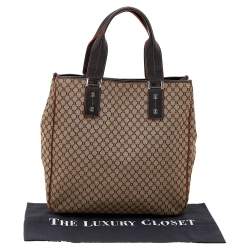 Pre Owned Celine Brown Macadam Canvas and Leather Tote