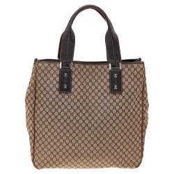Pre Owned Celine Brown Macadam Canvas and Leather Tote