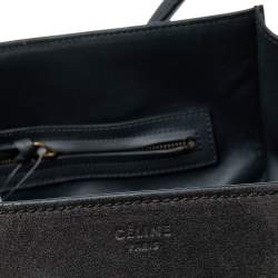 Pre Owned Celine Dark Grey Leather And Suede Medium Phantom Luggage Tote