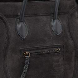 Pre Owned Celine Dark Grey Leather And Suede Medium Phantom Luggage Tote