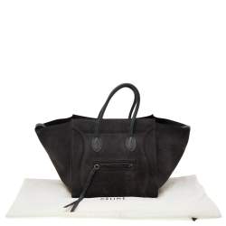 Pre Owned Celine Dark Grey Leather And Suede Medium Phantom Luggage Tote
