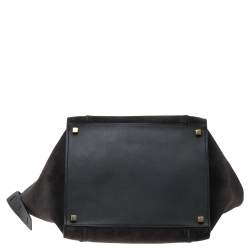 Pre Owned Celine Dark Grey Leather And Suede Medium Phantom Luggage Tote