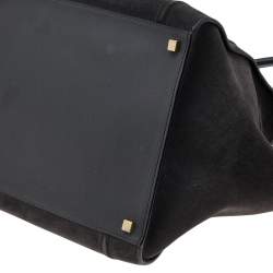 Pre Owned Celine Dark Grey Leather And Suede Medium Phantom Luggage Tote