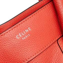 Pre Owned Celine Orange Leather Mini Luggage Tote